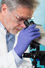 Image showing Life science researcher microscoping.