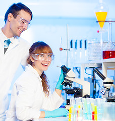 Image showing Students having fun in lab.