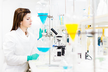 Image showing Young chemist in the laboratory.