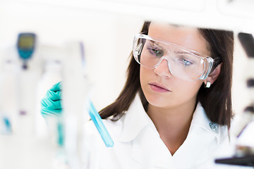 Image showing Young chemist in the laboratory.