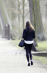 Image showing young woman in spring in park