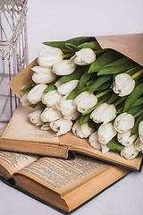 Image showing Bouquet of white tulips