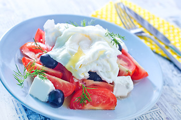 Image showing poached egg and salad