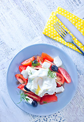 Image showing poached egg and salad