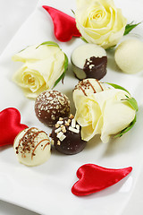 Image showing Delicious chocolate pralines with rose