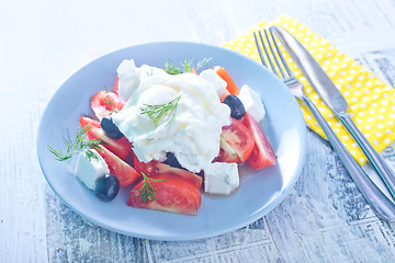 Image showing poached egg and salad