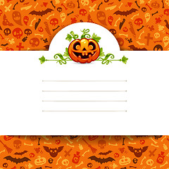 Image showing White Paper Sheet with Pumpkin on Halloween Background