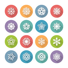 Image showing Set of Simple Round Snowflakes Icons for Christmas Design