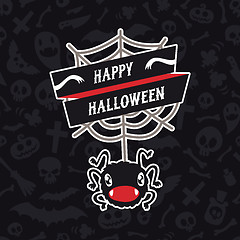 Image showing Happy Halloween Card with Spider