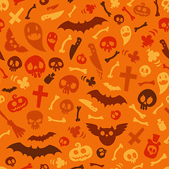 Image showing Halloween Symbols Seamless Pattern Orange