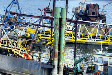 Image showing Ships moored at a shipyard