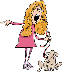 Image showing woman with dog cartoon illustration