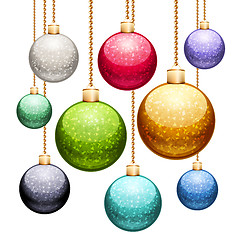 Image showing Set of Christmas Balls with Glitter