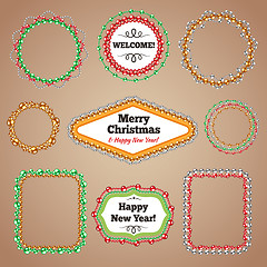Image showing Christmas Beads Garlands Frames with a Copy Space Set
