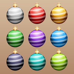 Image showing Set of Striped Christmas Balls