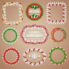 Image showing Christmas Paper Garlands Frames with a Copy Space Set