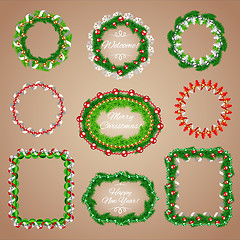 Image showing Christmas Garlands Frames with a Copy Space Set