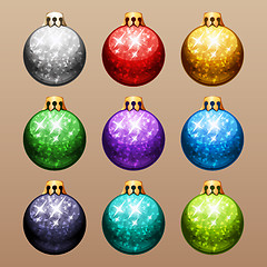 Image showing Set of Christmas Balls with Glitter