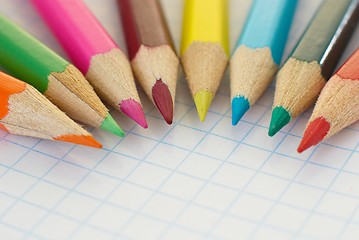 Image showing Colored wooden crayons