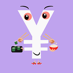 Image showing Character sign yen national currency of Japan keeps sushi