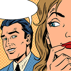 Image showing man calls woman retro style comic Pop art vintage