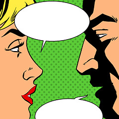 Image showing man and woman talking comics retro style