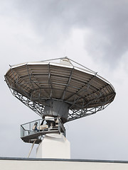 Image showing Parabolic satellite radar antenna dish for radio television tra