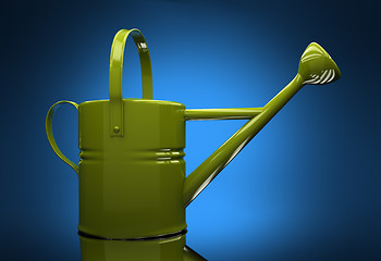 Image showing Green garden watering can