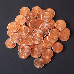 Image showing Dollar coins 1 cent wheat penny cent