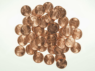 Image showing Dollar coins 1 cent wheat penny cent