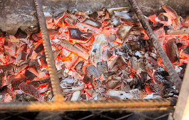 Image showing BBQ with Hot Coals for Cooking Meat