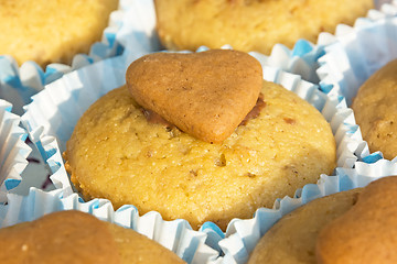 Image showing Mini cupcake with decoration in the form of a heart.