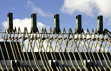 Image showing Wooden rafters on new house