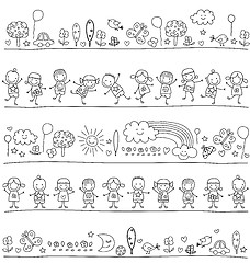 Image showing pattern with children and cute nature elements