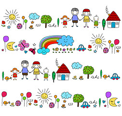 Image showing happy family and cute nature elements