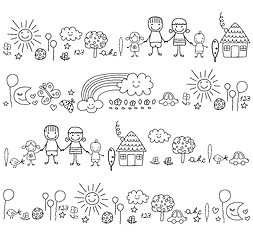 Image showing happy family and cute nature elements