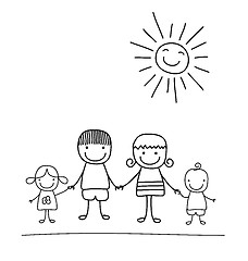 Image showing happy family and rainbow