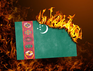 Image showing Flag burning - Turkmenistan