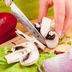 Image showing cutting mushroom champignon