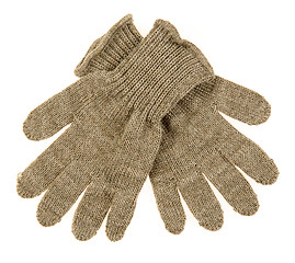 Image showing knitted woolen baby gloves