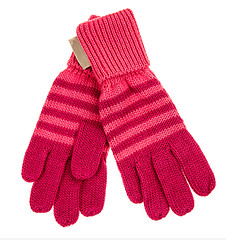 Image showing knitted woolen baby gloves