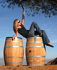 Image showing Blond girl in a wine country