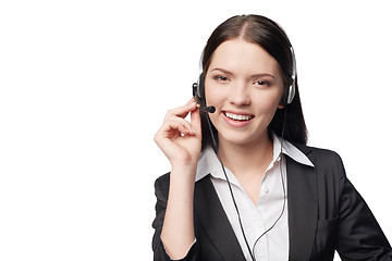 Image showing Smiling attractive woman with headphone