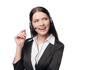 Image showing Smiling attractive woman with headphone