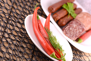 Image showing salami and red pepper