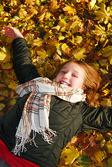 Image showing Girl in a fall park