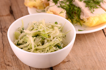 Image showing tasty chicken chop and salad