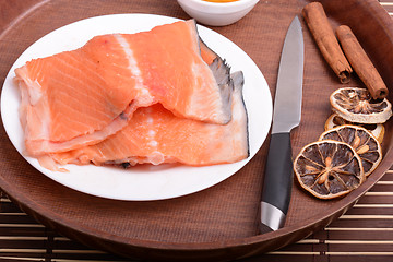 Image showing Slice of red fish salmon