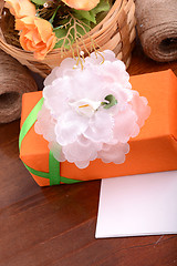 Image showing gift box with flowers