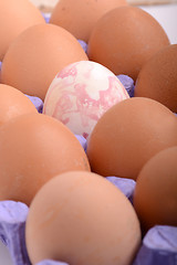 Image showing close up of eggs in cardboard container